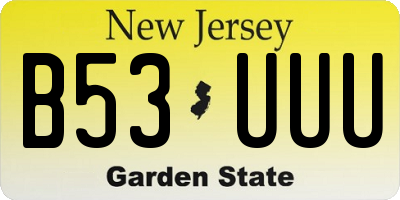 NJ license plate B53UUU
