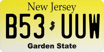 NJ license plate B53UUW