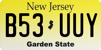 NJ license plate B53UUY