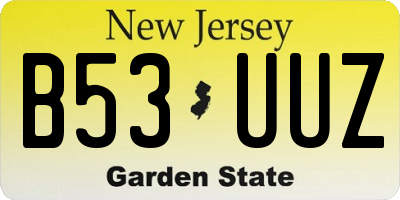 NJ license plate B53UUZ