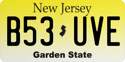 NJ license plate B53UVE