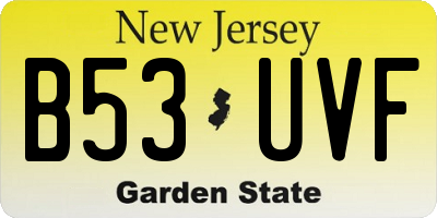 NJ license plate B53UVF