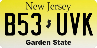 NJ license plate B53UVK