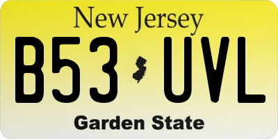 NJ license plate B53UVL