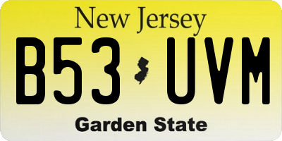 NJ license plate B53UVM