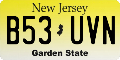 NJ license plate B53UVN