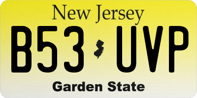 NJ license plate B53UVP