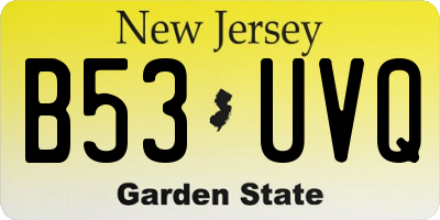 NJ license plate B53UVQ