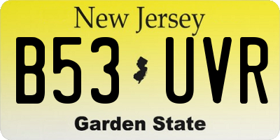 NJ license plate B53UVR