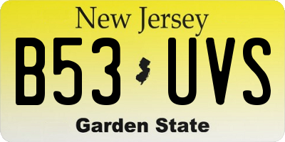 NJ license plate B53UVS