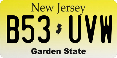 NJ license plate B53UVW