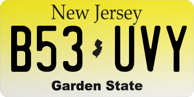 NJ license plate B53UVY