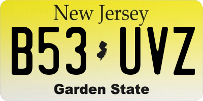 NJ license plate B53UVZ