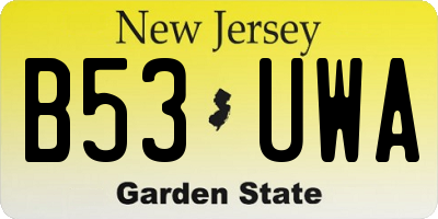 NJ license plate B53UWA