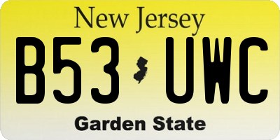 NJ license plate B53UWC