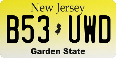 NJ license plate B53UWD