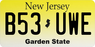 NJ license plate B53UWE