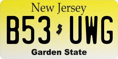 NJ license plate B53UWG