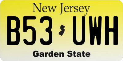 NJ license plate B53UWH