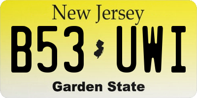 NJ license plate B53UWI