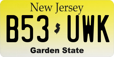 NJ license plate B53UWK