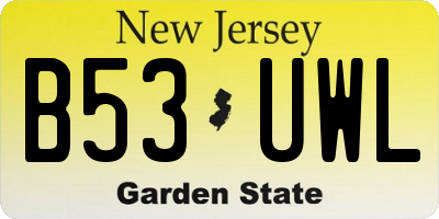 NJ license plate B53UWL