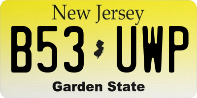 NJ license plate B53UWP