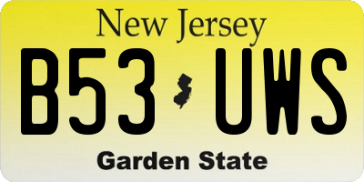 NJ license plate B53UWS