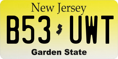 NJ license plate B53UWT