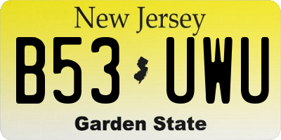 NJ license plate B53UWU