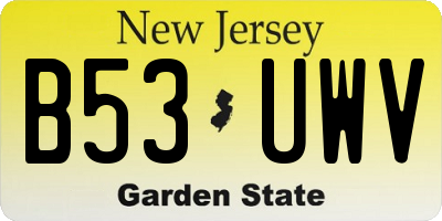 NJ license plate B53UWV