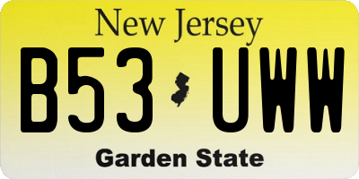 NJ license plate B53UWW