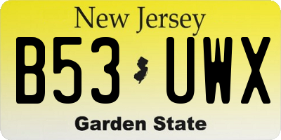 NJ license plate B53UWX
