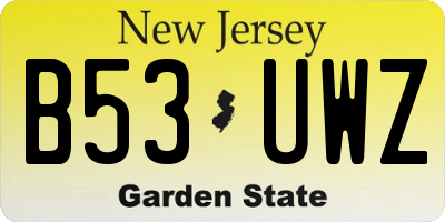 NJ license plate B53UWZ