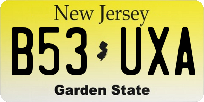 NJ license plate B53UXA