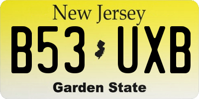 NJ license plate B53UXB