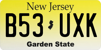 NJ license plate B53UXK