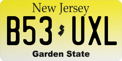 NJ license plate B53UXL
