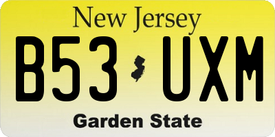NJ license plate B53UXM