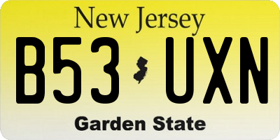 NJ license plate B53UXN