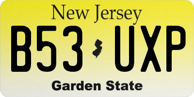 NJ license plate B53UXP