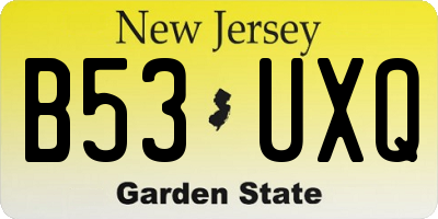 NJ license plate B53UXQ