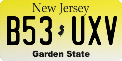NJ license plate B53UXV