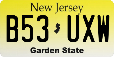 NJ license plate B53UXW