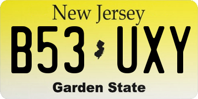 NJ license plate B53UXY