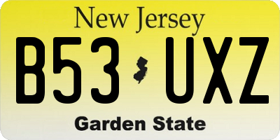 NJ license plate B53UXZ