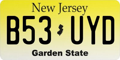 NJ license plate B53UYD