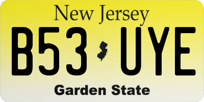 NJ license plate B53UYE