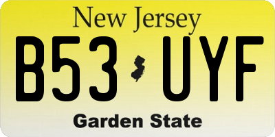 NJ license plate B53UYF