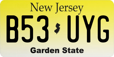 NJ license plate B53UYG